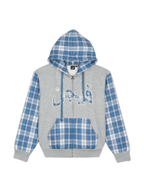 Zip Hoodie ARABIC Plaid - blue