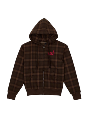 Zip Hoodie Plaid - Brown