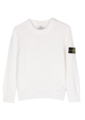 Pull Crewneck Laine Stone Island (Blanc)