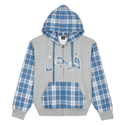Zip Hoodie ARABIC Plaid - blue