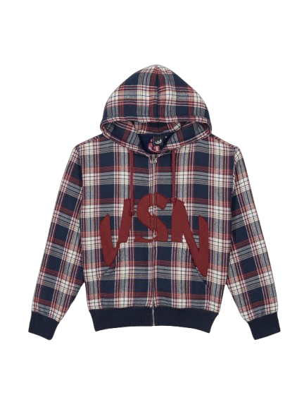 Zip Hoodie VSN Plaid - Red
