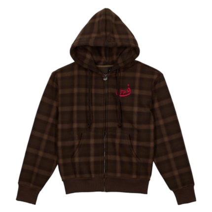 Zip Hoodie Plaid - Brown