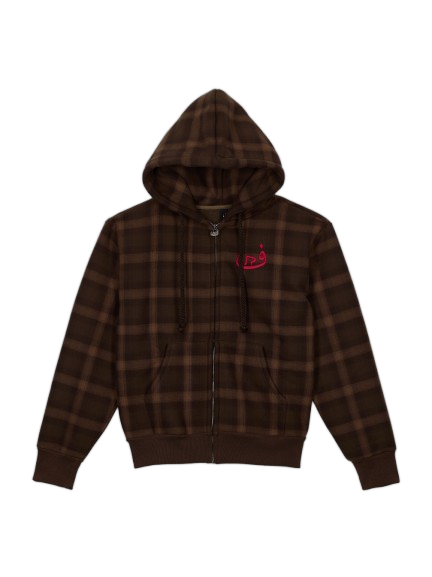 Zip Hoodie Plaid - Brown