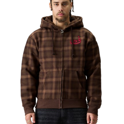 Zip Hoodie Plaid - Brown