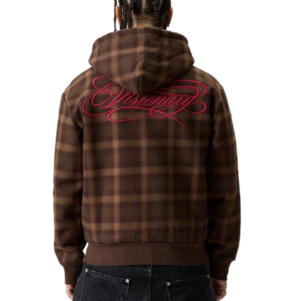 Zip Hoodie Plaid - Brown