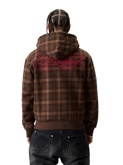 Zip Hoodie Plaid - Brown