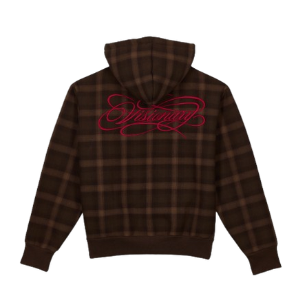 Zip Hoodie Plaid - Brown