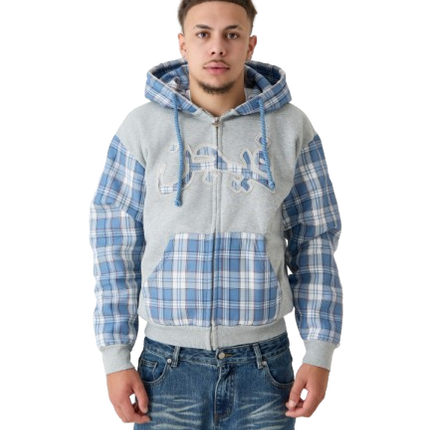 Zip Hoodie ARABIC Plaid - blue