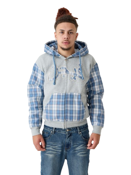 Zip Hoodie ARABIC Plaid - blue