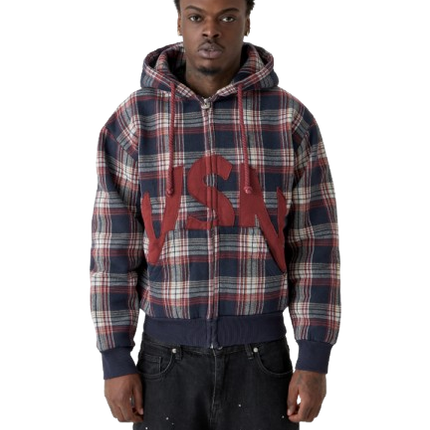 Zip Hoodie VSN Plaid - Red