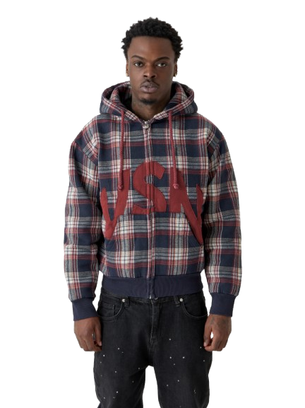 Zip Hoodie VSN Plaid - Red