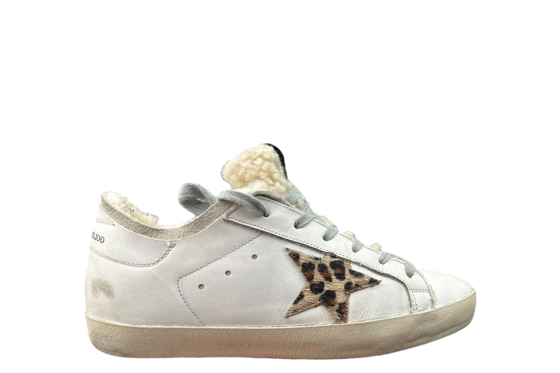 Golden Goose Super Star White Leopard Print