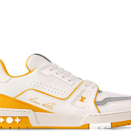 Louis Vuitton Trainer White Yellow Script