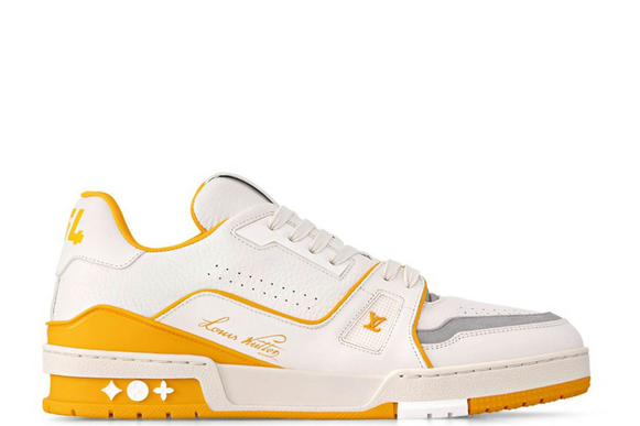 Louis Vuitton Trainer White Yellow Script