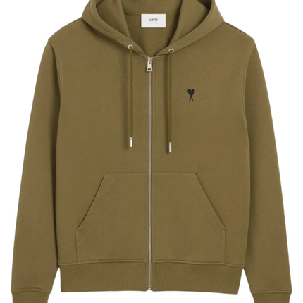 Hoodie Zippé AMI Paris Kaki