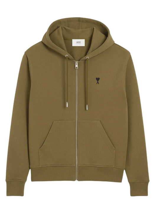 Hoodie Zippé AMI Paris Kaki