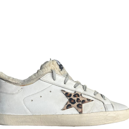 Golden Goose Superstar ( White Shearling Leopard Star )
