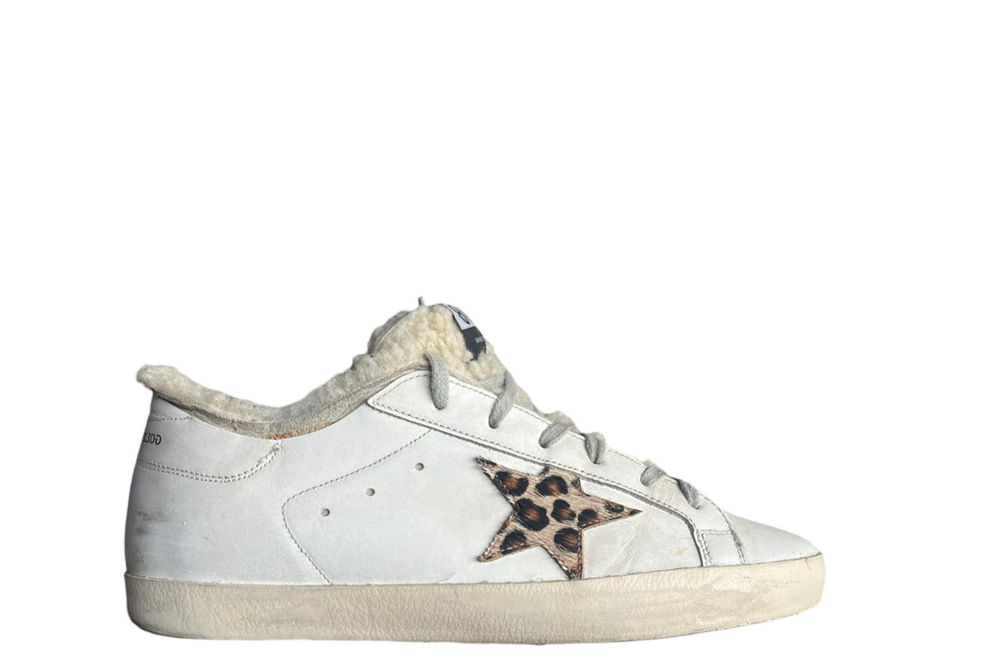 Golden Goose Superstar ( White Shearling Leopard Star )